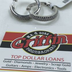 14KWG Ladies Hoop Earrings W/ Apprx .40