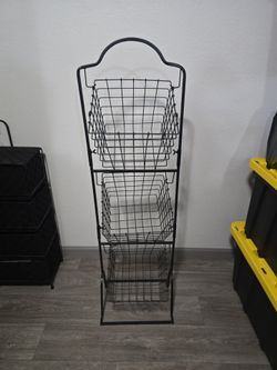 3-Tier Black Metal Wire Storage Rack