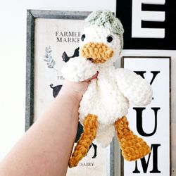 Crochet Duck Plushie Snuggler Stuffed Animal Toy