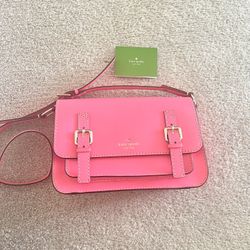 Kate Spade Essex Scout Flap Messenger Leather Crossbody purse pink bag