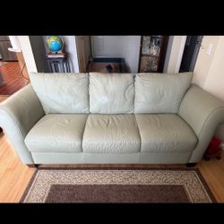 Beautiful Light Green Leather Couch 