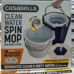 Casabella Spin Mop System with Extra Mop Head Refill - Two-Bucket Design