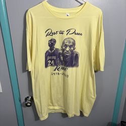 XXL Yellow Kobe Bryant 100% Cotton Memorial Graphic T-Shirt “Rest In Peace 1(contact info removed)”