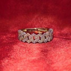 10k Yellow Gold Diamond Cuban Link Ring 0.50 ctw