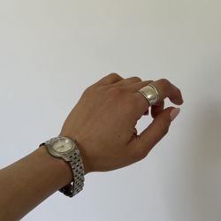 Preloved silver ring 925 sterling silver ring  Minimalist wide band  Size 7 - see size photo  Sold as is