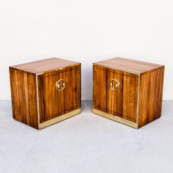 Restored Mastercraft Zebrawood and Brass Mid Century Nightstands