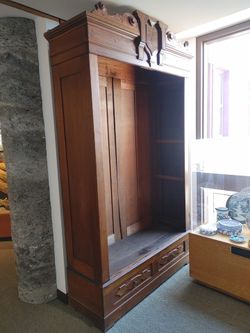 Vintage Wooden Armoire with two bottom drawers