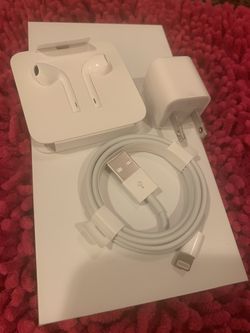 Apple headphones and charger