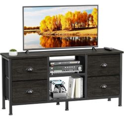 Furologee TV Stand with 4 Drawers, 43 inch Entertainment Center with Open Shelves, Media Center for 50" TV, Television Stand for Bedroom, Living Room/