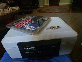 Sentry 1100 Portable locking fire proof safe box & Pro-lok Gun lock