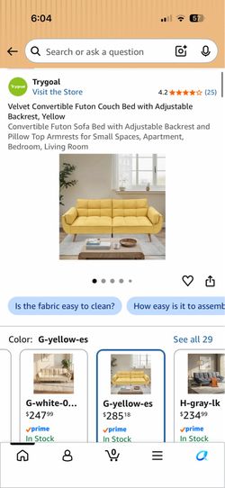 Yellow Convertible futon couch