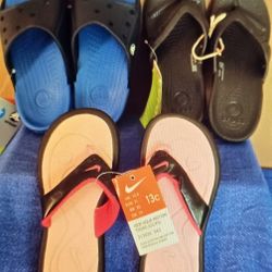 NEW "CROCS" Slides & Flip Flops And NEW "NIKE" Pink Thong Sandals