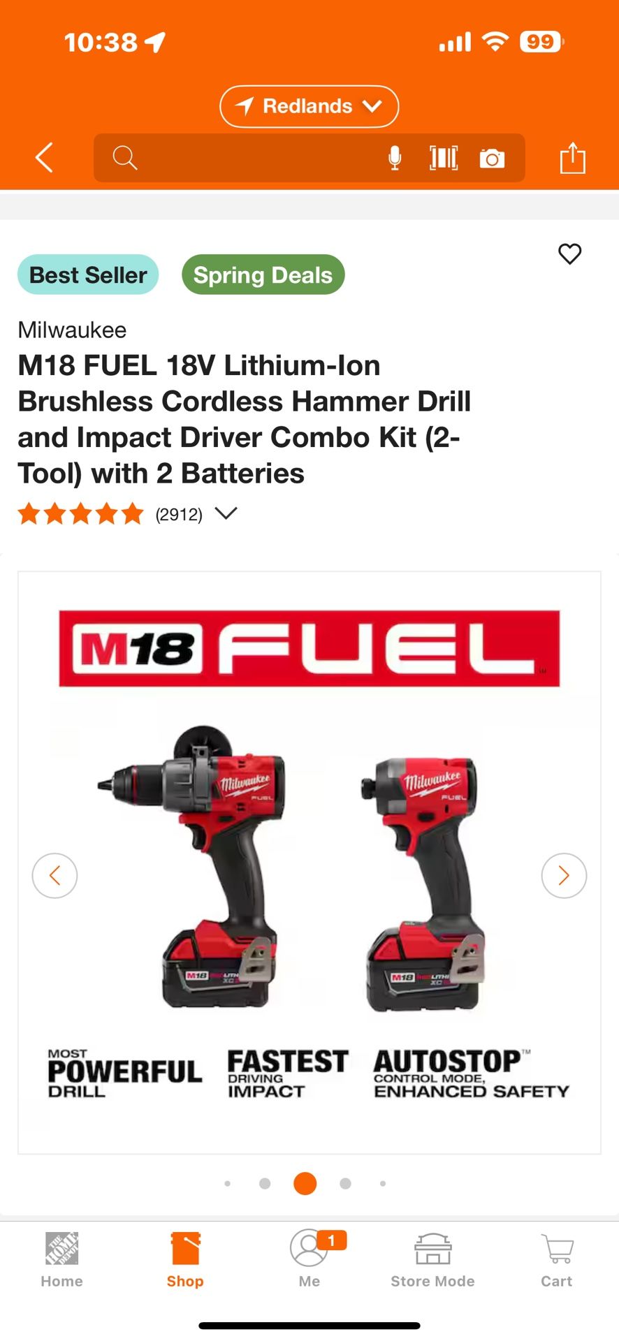 Milwaukee M18 FUEL 18V Lithium-Ion Brushless Cordless Hammer Drill and Impact Driver Combo Kit (2-Tool) with 2 Batteries