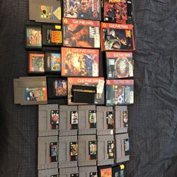 Old Video Games And Super Nintendo Console