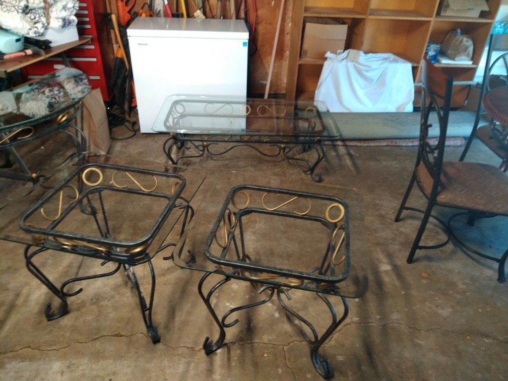 Wrought Iron  Entryway Table,  Coffee Table  and 2 end tables