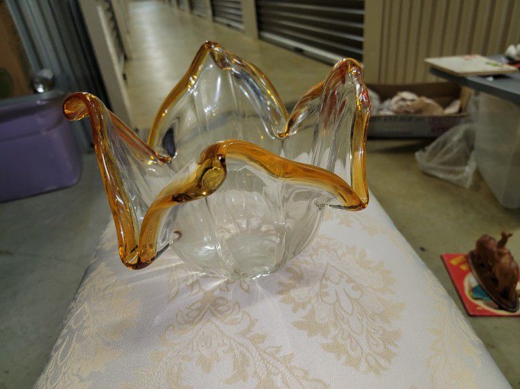 Decorative Glass Bowl With Gold Rim