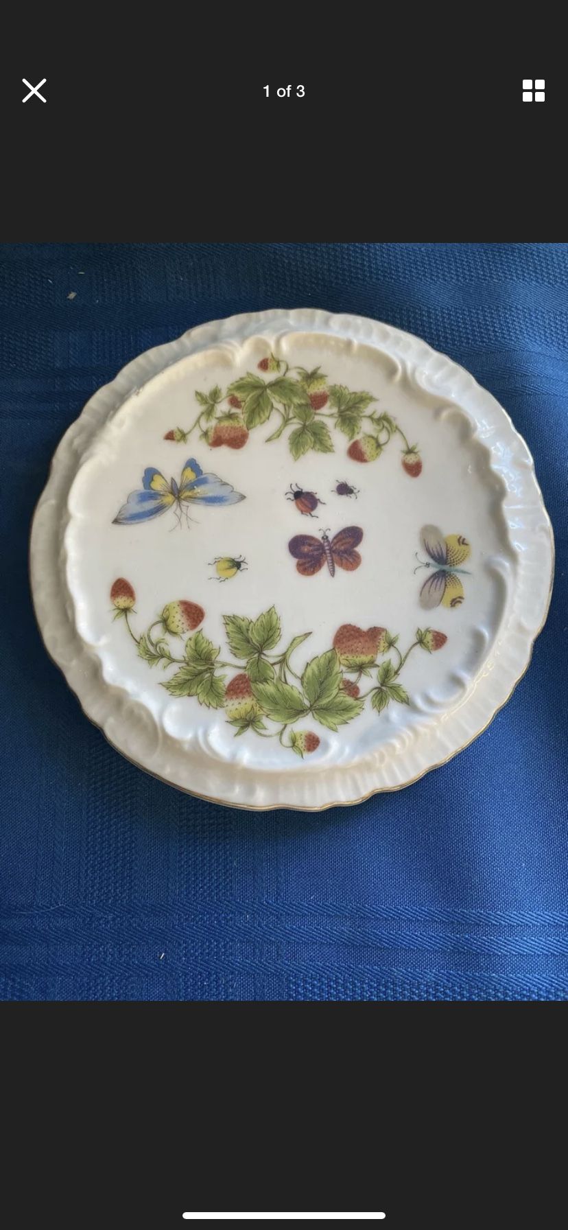 Royal Crown Spring Time #2349 White Multi Butterfly Motif Plate 6”