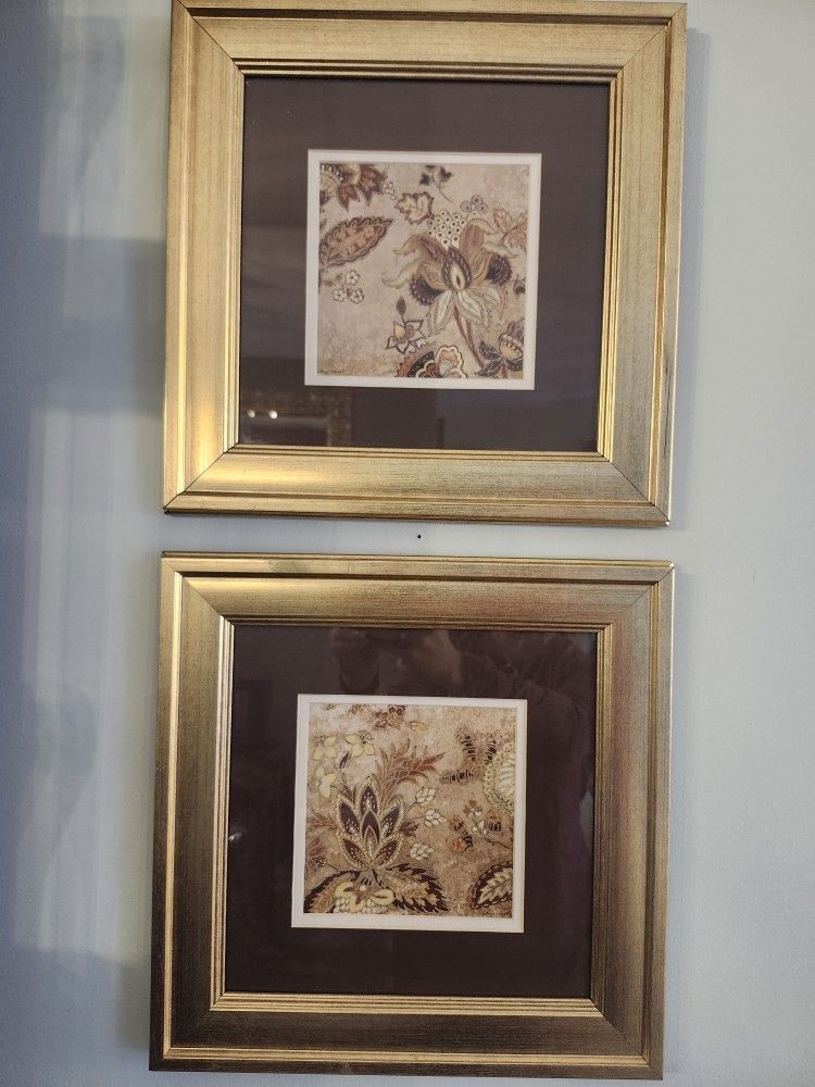 European Floral on Beige Framed Prints