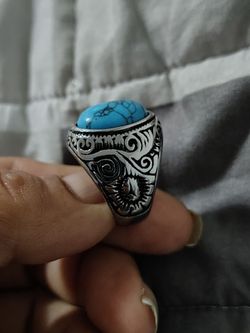 Turquoise men's ring size 8 stainless steel