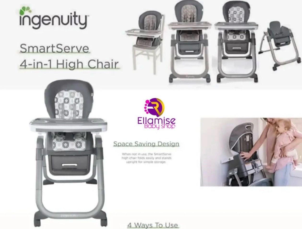 Moving/Need Gone -🍼 Ingenuity SmartServe 4-in-1 High Chair – Excellent Condition