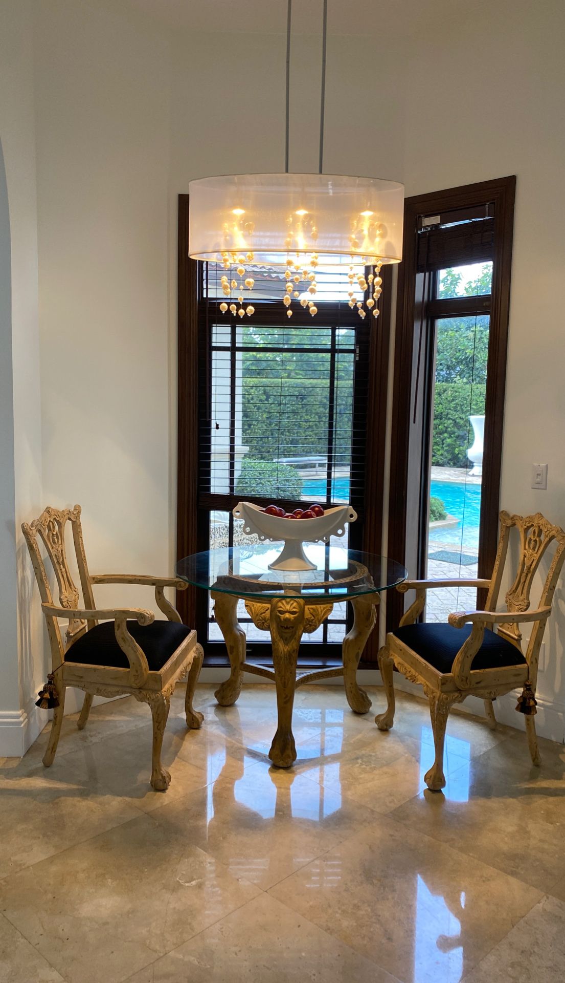 Rare pinewood carved table with four chairs Home & Garden