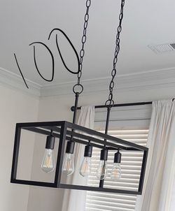 Black Rectangle Cage Pendant Chandelier