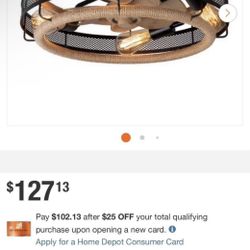 Fan Blade 14.96 in. 19.7 in. Indoor Black Bohemian Hemp Rope Ceiling Fan Light, Bulb Not Included, with Remote Control