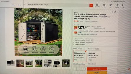 8x12 ft Metal Outdoor Storage Shed