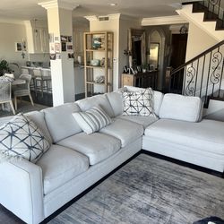 Sectional couch with loveseat in white