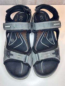 ECCO Men’s Sport Outdoor Sandals Size EU 45 Gray Leather Adjustable Walking Hiking