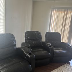 3 leather electric recliner chairs