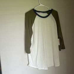 LuLaRoe White and Navy Raglan Top