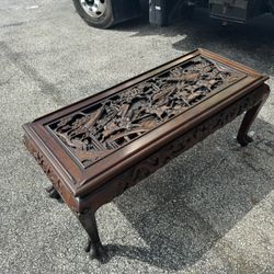 Antique Chinese Kang table With Glass Top