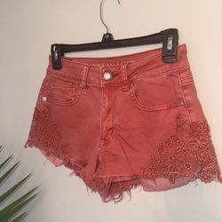 American Eagle Coral High Waisted Festival Shorts