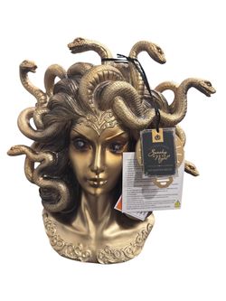 Spooky Night Gold LED Lighted Medusa Bust Decor