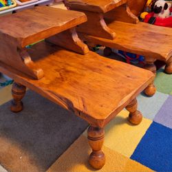 Vintage Maple Wood Side Tables