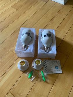 2 Pack Bulb Security Cameras Wi-Fi Two Way Audio Motion Detection App Functiom