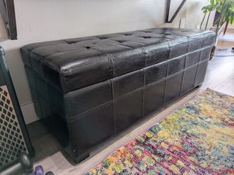 black leather storage ottoman bench