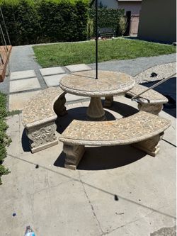 Vintage Concrete Patio table and bench set