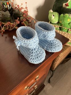 Handmade crochet baby booties