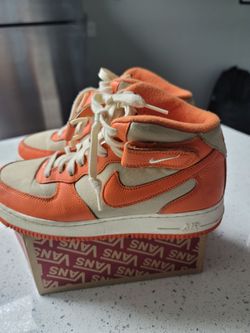 Nike Air Force 1 Mid Orange and Cream Sneakers Size 7