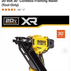 DEWALT 20-Volt 30° Cordless Framing Nailer (Tool-Only)