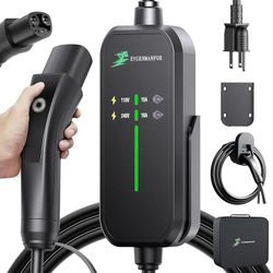 16A Level 1/2 Tesla Charger, 25ft 120V/240V Tesla Mobile or Home Charger with LED Indicator, Ip67/Ip65,16A 240V Nema 6-20 Plug & 15A 120V Nema 5-15 Ad