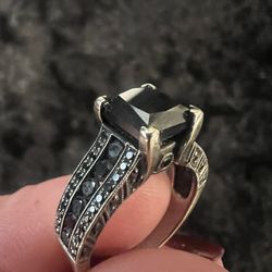 Black Princess Cut Diamond Engagement Ring Size 6.5