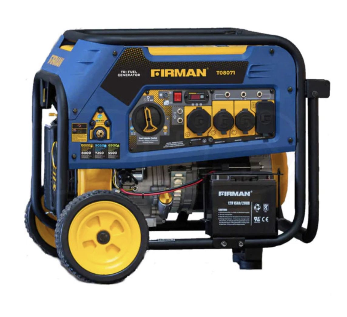 Brand new FIRMAN tri-fuel generator and accessories