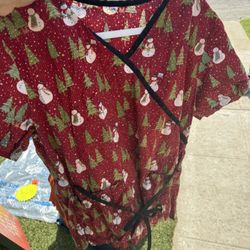 Christmas Medical Uniform Top