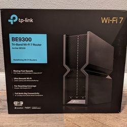 New TP-Link Archer BE550
BE9300 Tri-Band WiFi 7 Mesh Router with 2.5Gbps Ports MU-MIMO VPN