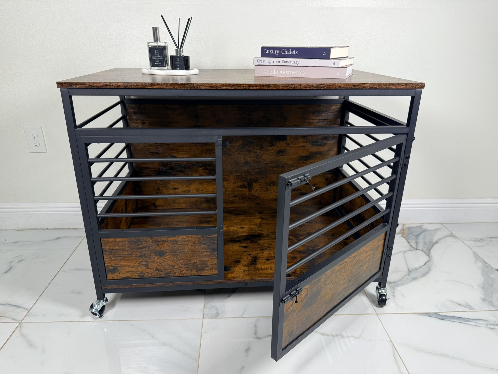 Dog crate Furniture With Wheels