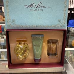 With Love 3pcs. Set (3.3Oz. EDP. Spray+3.3Oz.Body Lotion +Candle 2.5IN.)