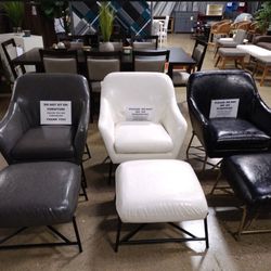 Accent Chairs With Ottoman White Gray Or Black (New)